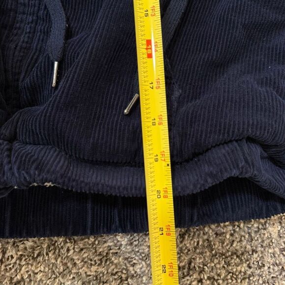 Forever 21 Corduroy Blue Navy Cream Bomber Aviator Sherpa Shearling Coat Jacket - Picture 6 of 6